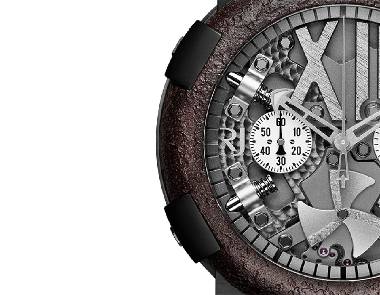 Steampunk Chronograph Black Rusted Metal | RJ Watches